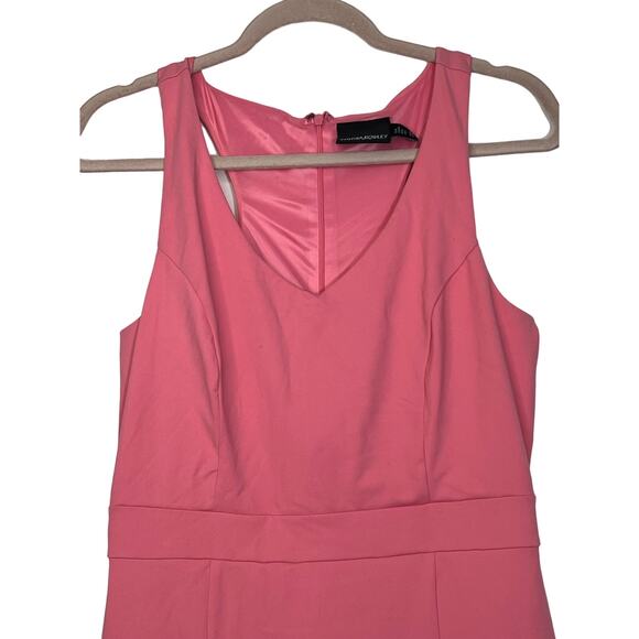 Cynthia Rowley Pink Sleeveless Back Zipper Bodycon Vneck Stretch Mini Dress M - Picture 2 of 10